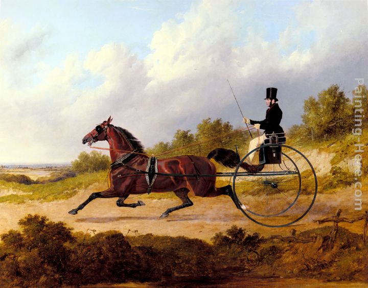 The Famous Trotter Confidence Drawing A Gig painting - John Frederick Herring Snr The Famous Trotter Confidence Drawing A Gig art painting